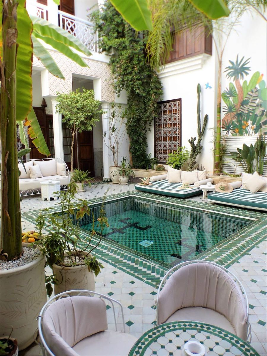Luxury riad courtyard oasis