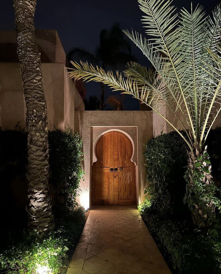 Moroccan door at night