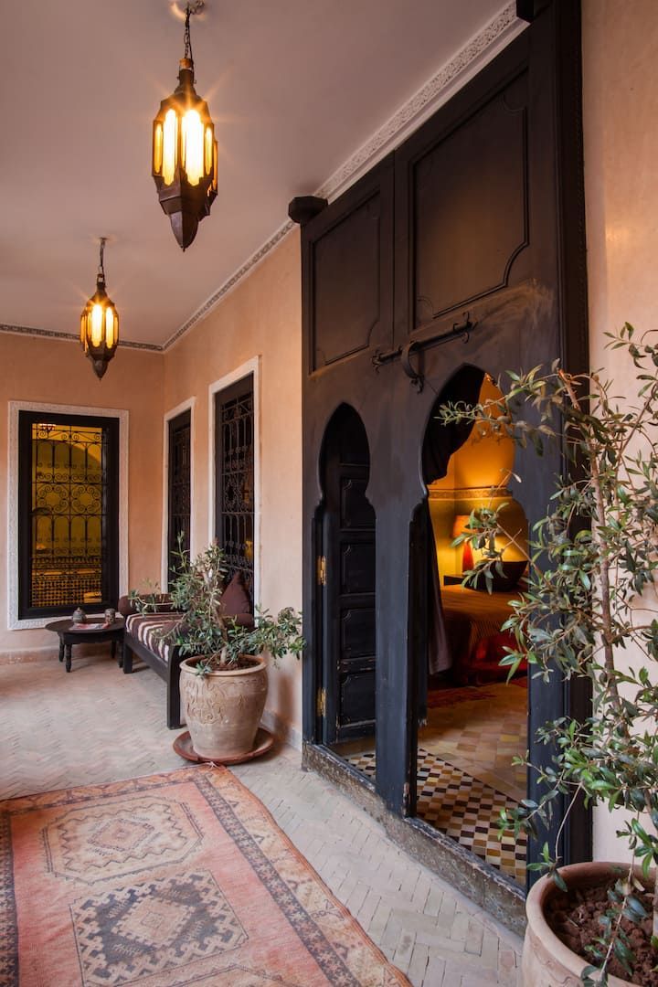Riad lantern terrace Morocco